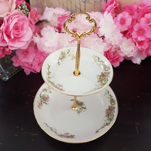 Handmade 2 Tier Limoges Candy Dish Trinket Jewelry Tray Tea Party Christmas Gift - Picture 5 of 12